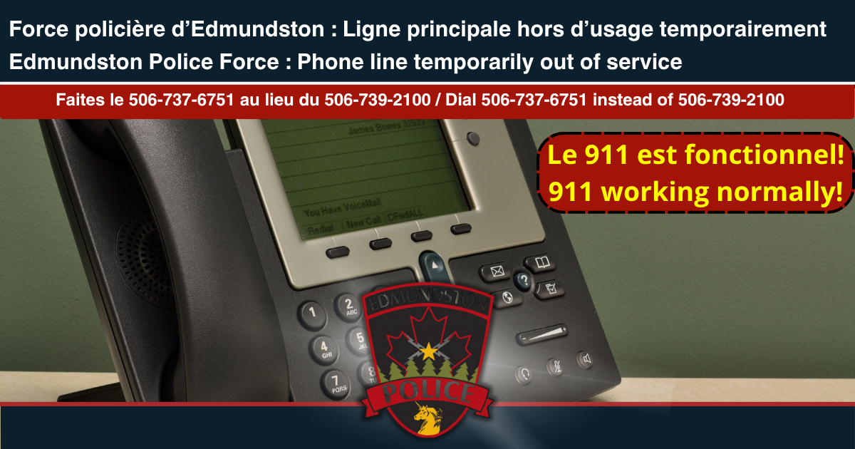 La ligne t&eacute;l&eacute;phonique principale de la Force polici&egrave;re temporairement hors service