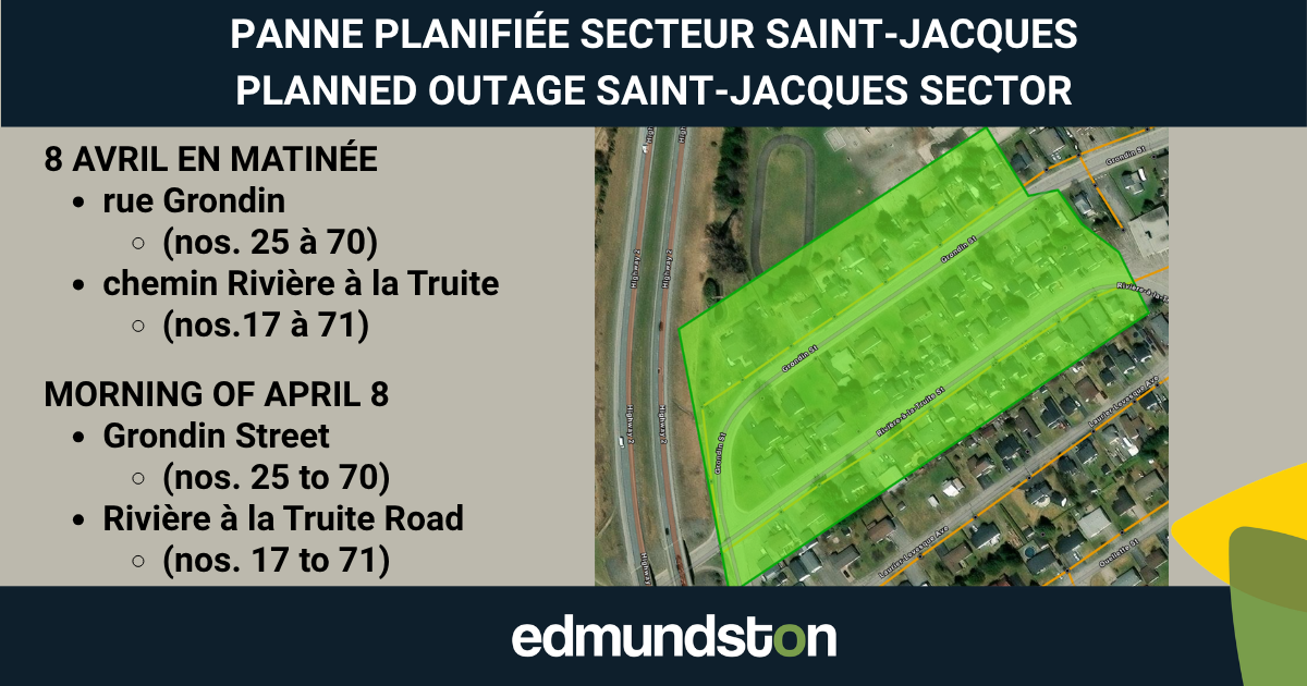 Panne planifi&eacute;e dans le secteur Saint-Jacques pour maintenance
