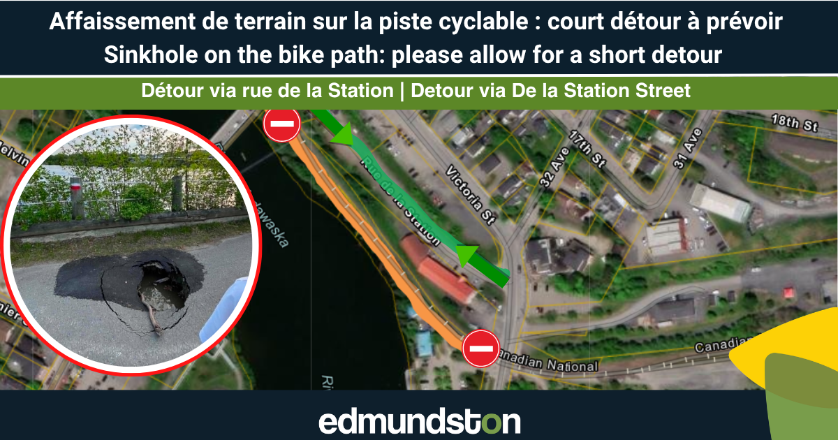 2026-06-11 - Fermeture d'une section de la piste cyclable Le Petit Témis en raison d'un affaissement de terrain
