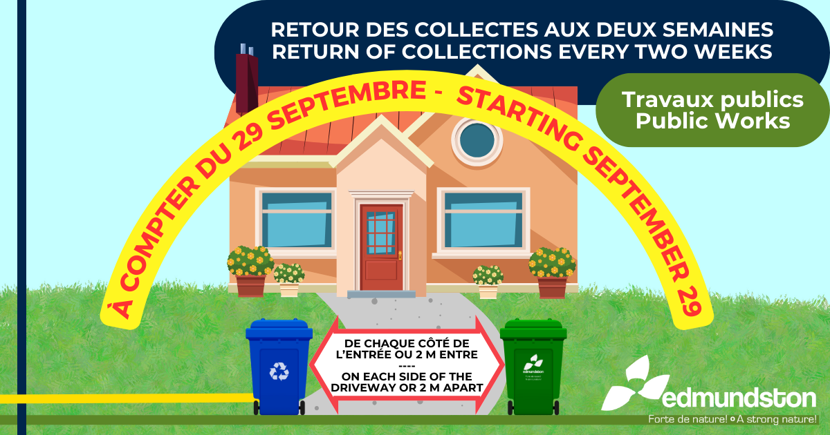 Retour des collectes d'ordures et de recyclage aux deux semaines, dès le 29 septembre