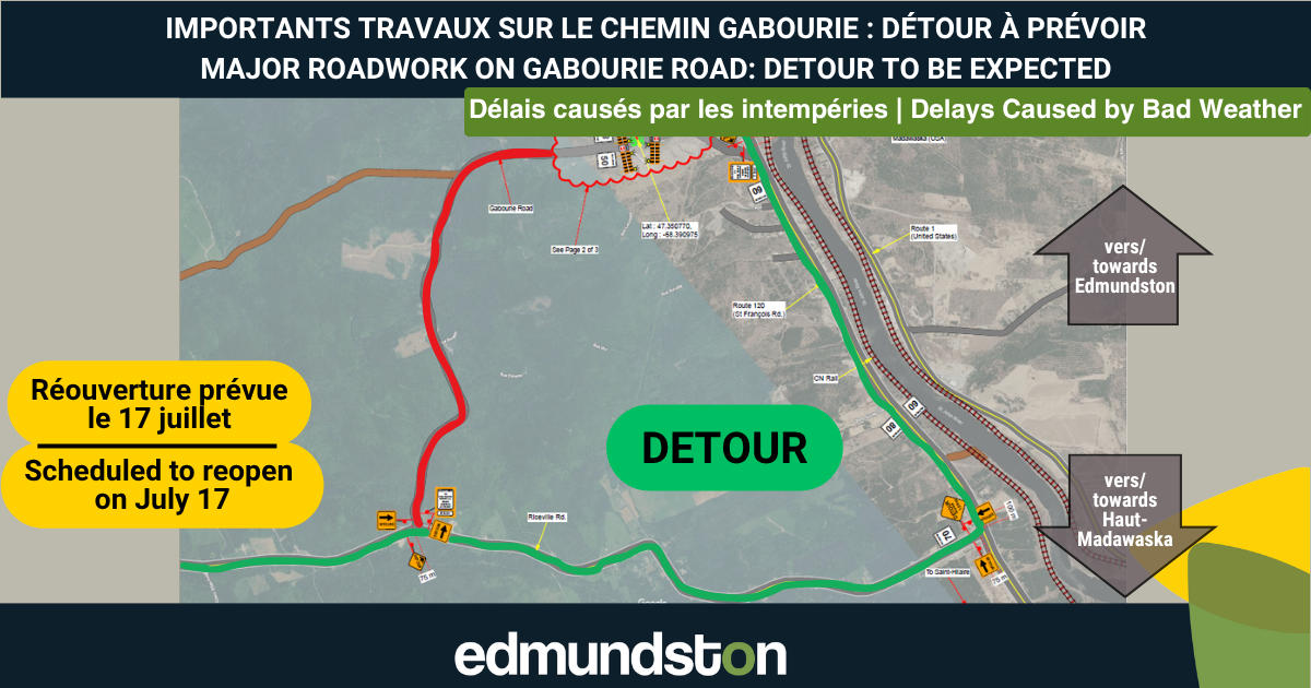 Mise &agrave; jour - Travaux de remplacement d'un ponceau sur le chemin Gabourie