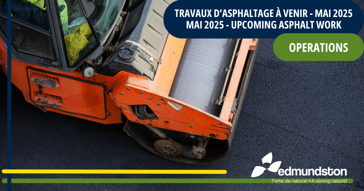 Travaux d’asphaltage prévus pendant la semaine du 26 au 30 mai