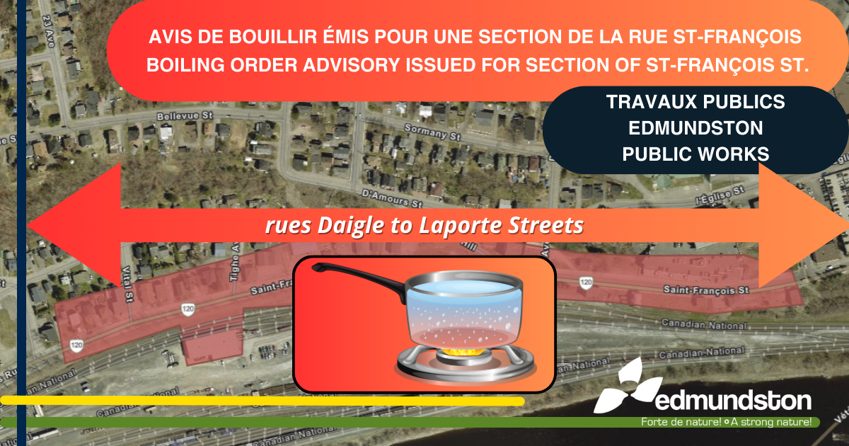 Avis de bouillir immédiat pour une section de la rue Saint-François