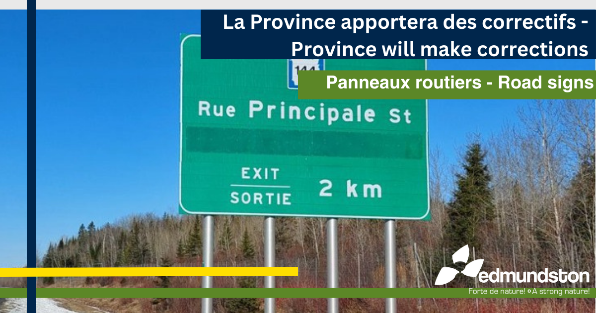 Panneaux routiers modifiés sur la route Transcanadienne : La Province apportera les correctifs