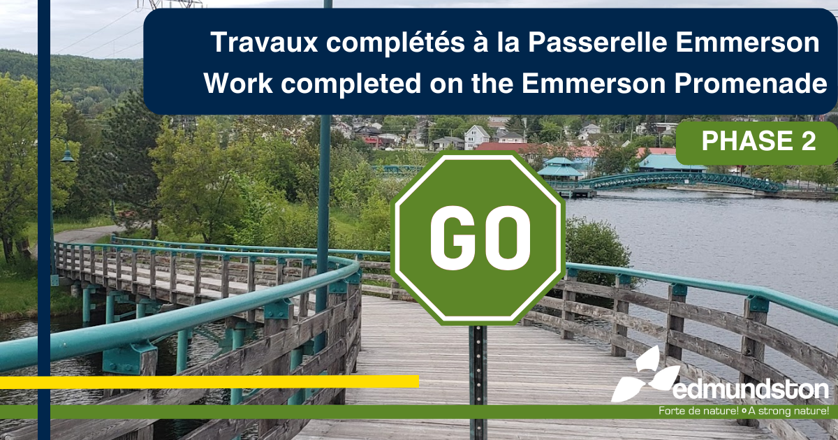 Travaux de réparation de la passerelle Emmerson maintenant complétés 