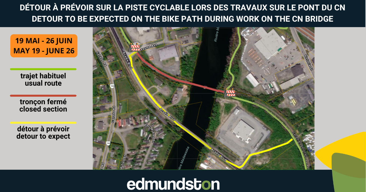 Détour à prévoir sur la piste cyclable du 19 mai au 26 juin 2026
