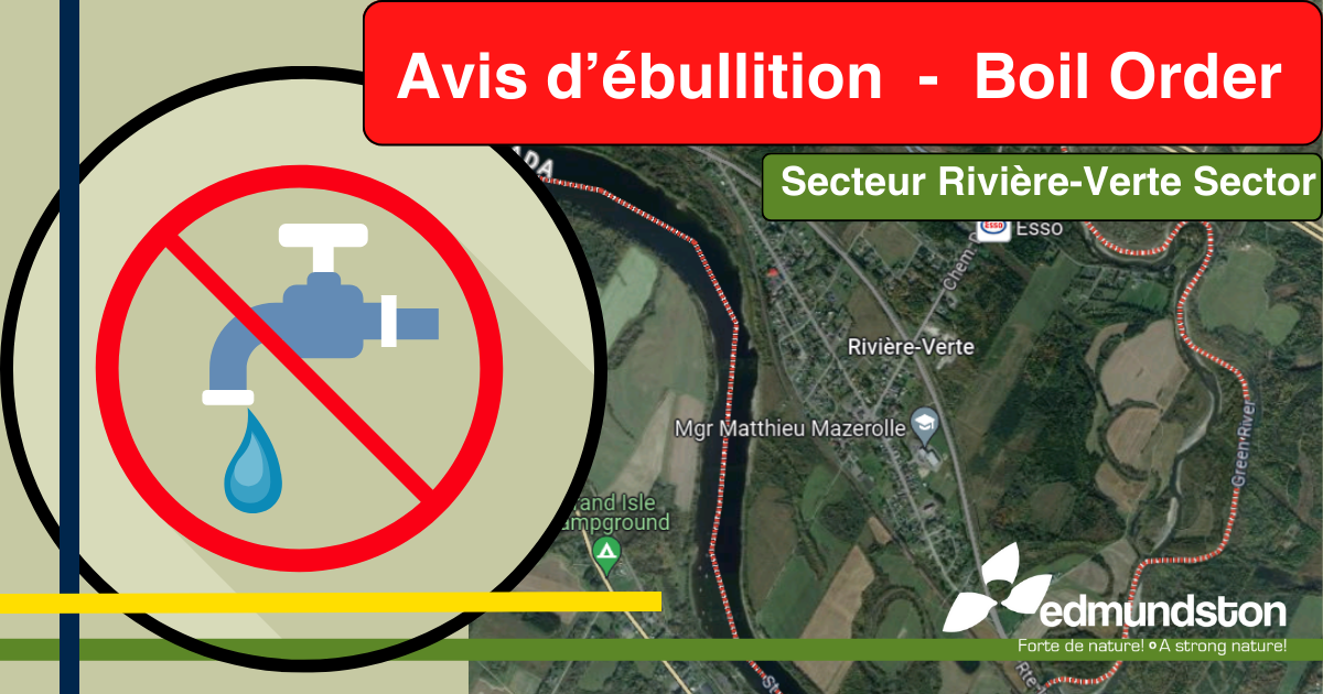 June 24, 2024: boil water advisory for the Rivière-Verte sector