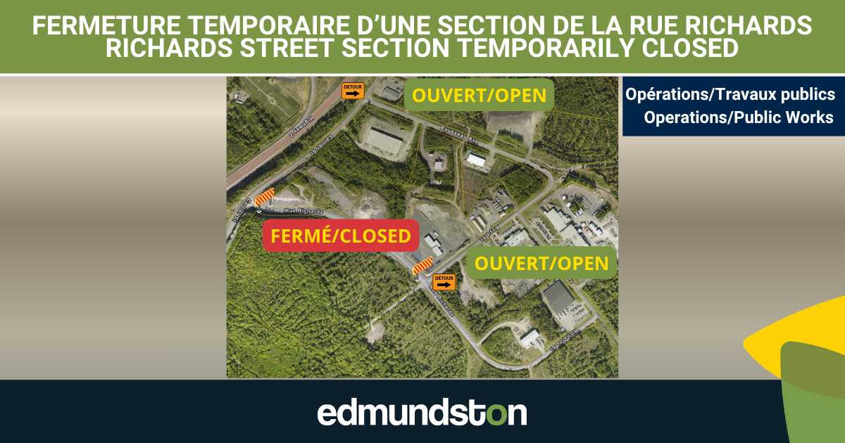 Fermeture d'une section de la rue Richards pour travaux