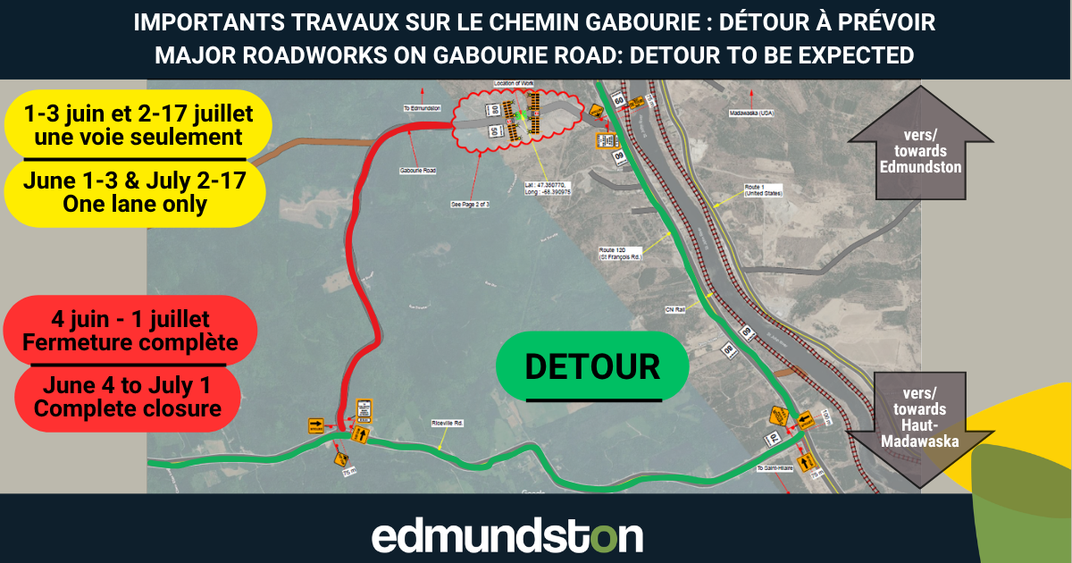 Travaux de remplacement d’un ponceau sur le chemin Gabourie : Détour à prévoir