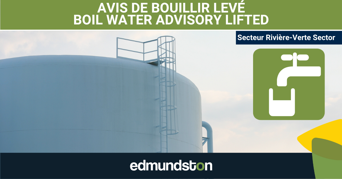 Avis de bouillir levé pour le secteur Rivière-Verte