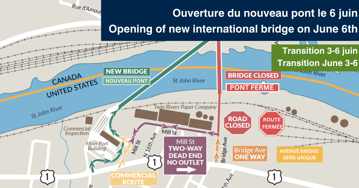 Ouverture du nouveau pont international : période transition du 3 au 6 juin