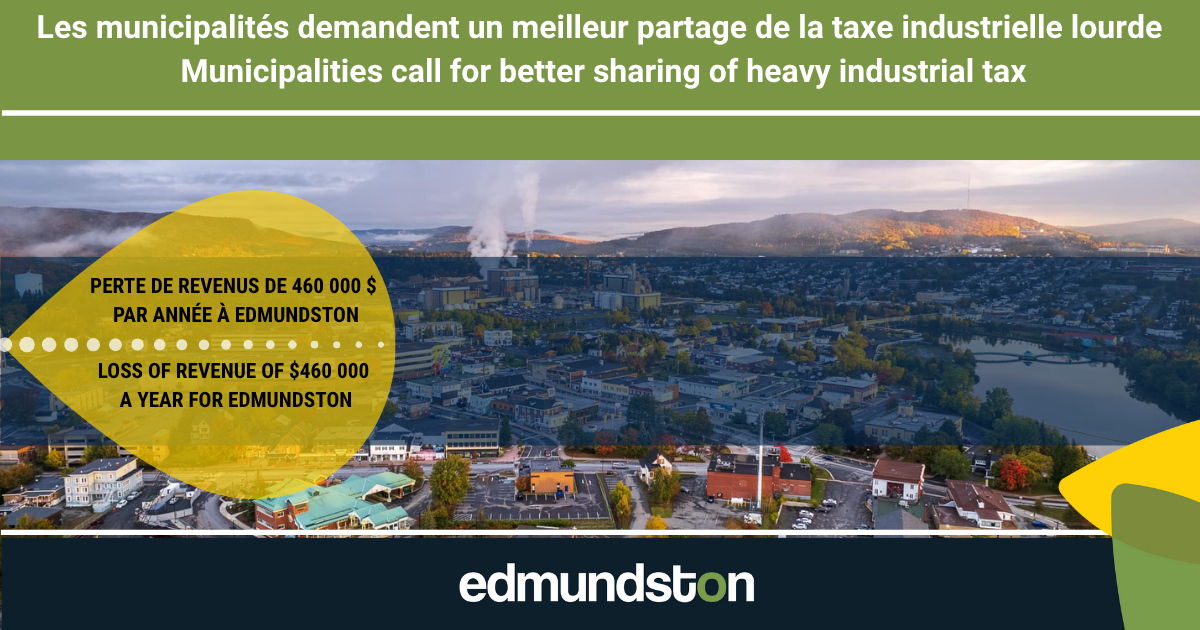 Edmundston appuie la demande de Saint John pour un meilleur partage de la taxe industrielle lourde