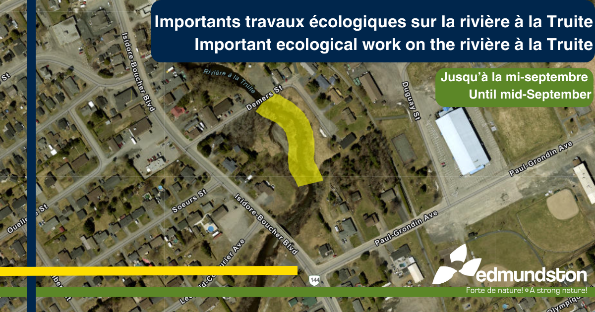 Travaux de restauration écologique le long de la rivière à la Truite