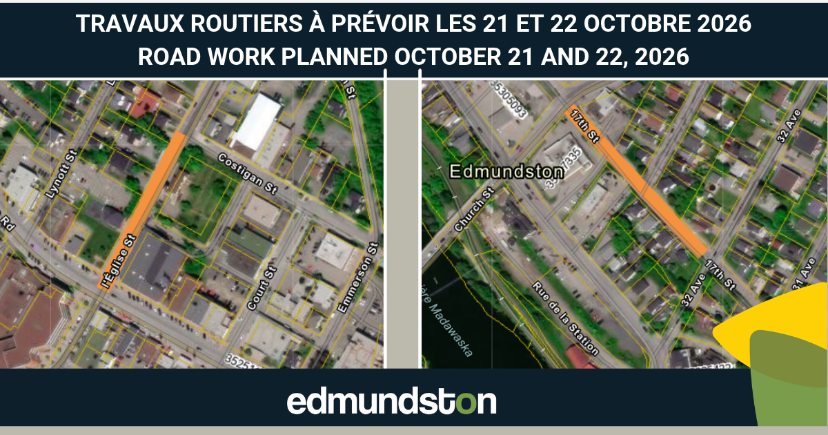 Road work planned for Oct. 21-21