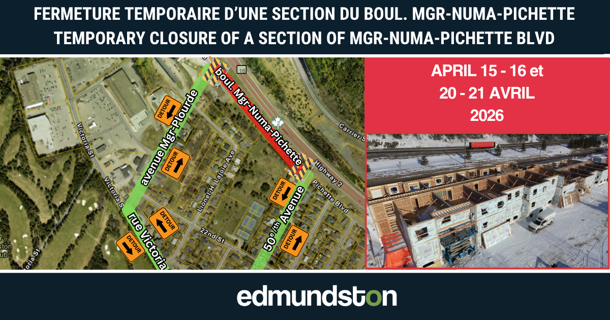 Fermeture d&rsquo;une section du Boul. Mgr-Numa-Pichette pour travaux