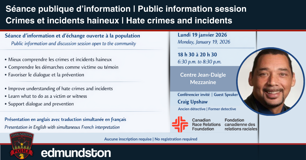 S&eacute;ance publique d&rsquo;information et d&rsquo;&eacute;change sur les crimes et incidents haineux