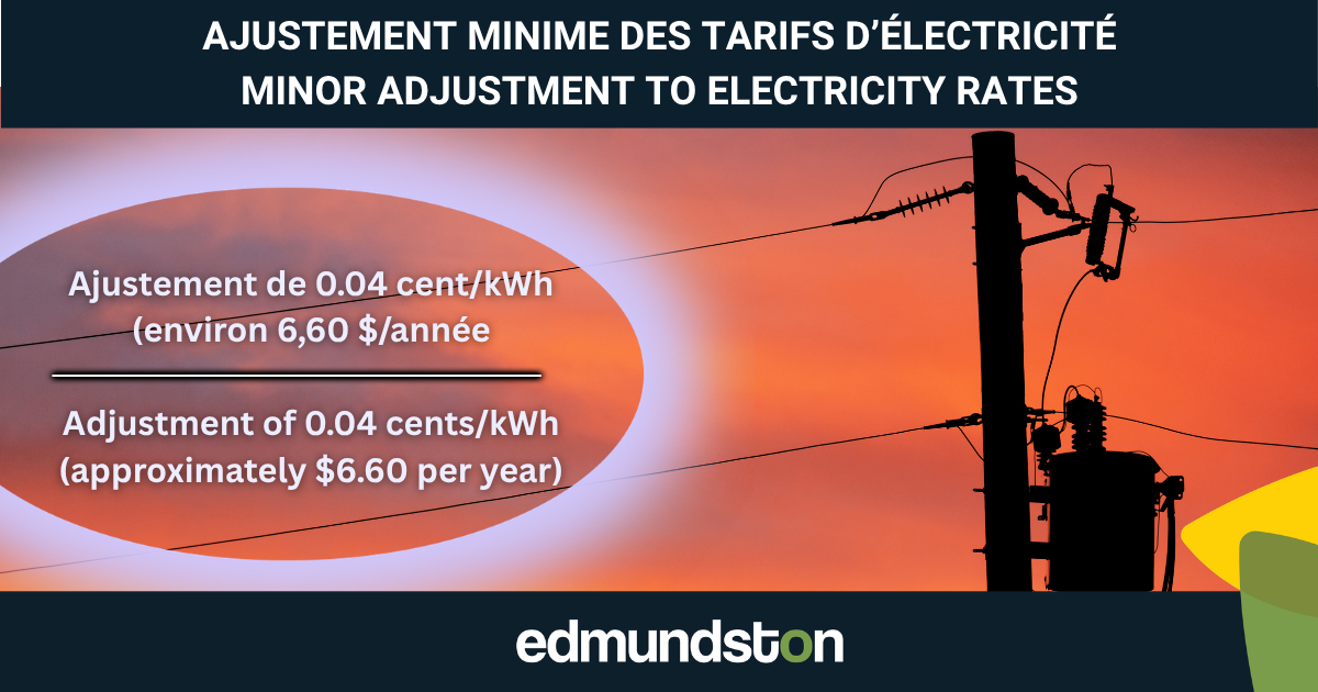 Energy Edmundston: an adjustment of approximately 54 cents per month on electricity bills - here’s why