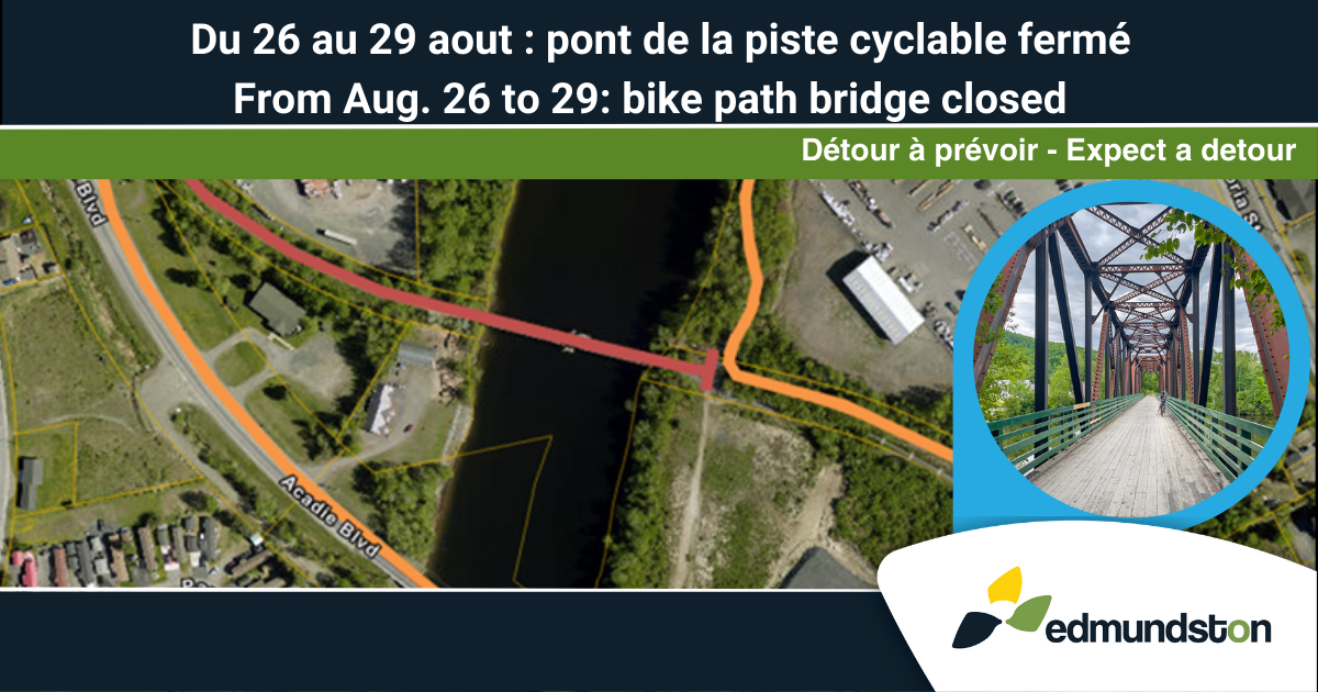 26 au 29 aout : fermeture temporaire du pont de la piste cyclable