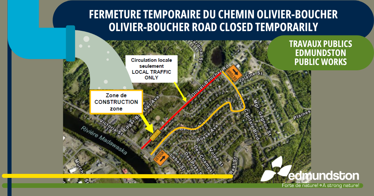 Fermeture temporaire du chemin Olivier-Boucher pour réparation d’un service d’eau potable