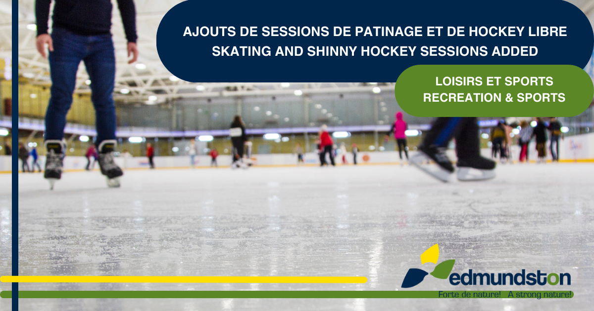 Plusieurs sessions de patinage et de hockey libre offertes dans nos installations intérieures