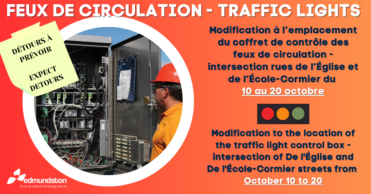 Work on traffic lights downtown from October 10 to 20