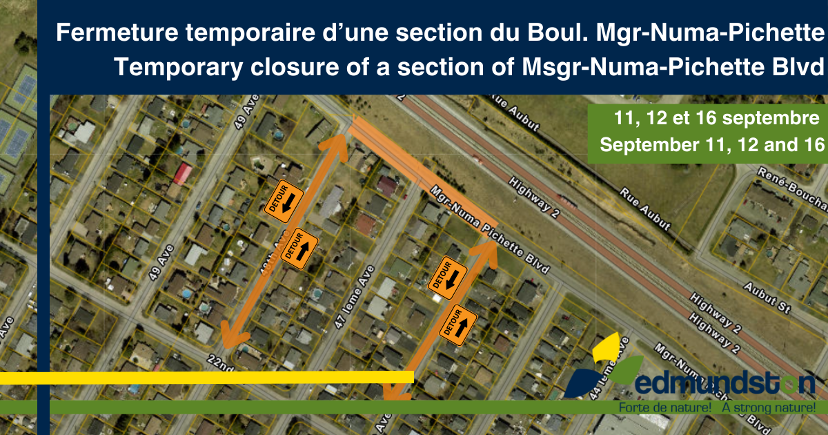 Fermeture temporaire d'une section du boulevard Mgr-Numa-Pichette