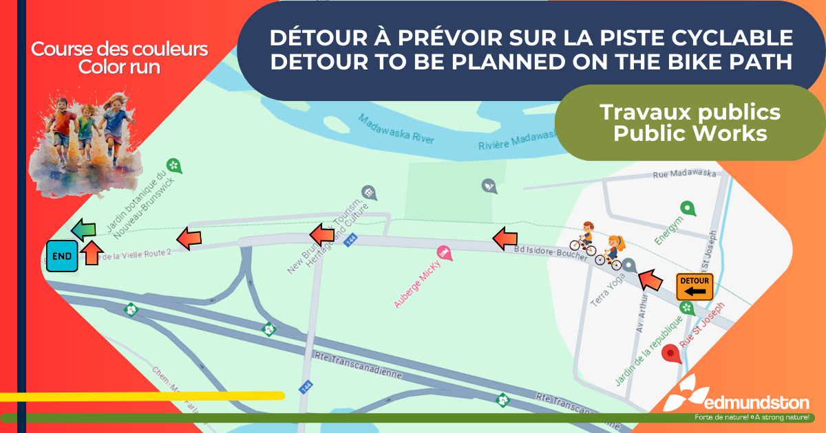 Fermeture temporaire d’une section de la piste cyclable à St-Jacques pour la course des couleurs