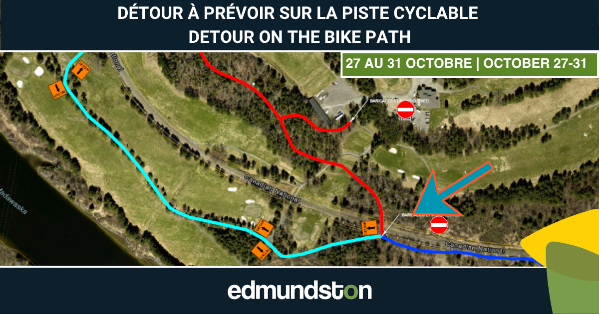 D&eacute;tour &agrave; pr&eacute;voir sur la piste cyclable du 27 au 31 octobre