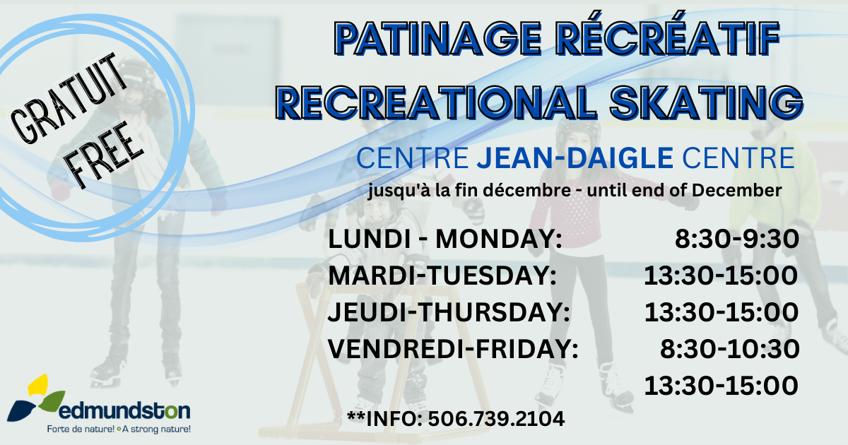 Patinage récréatif au Centre Jean-Daigle