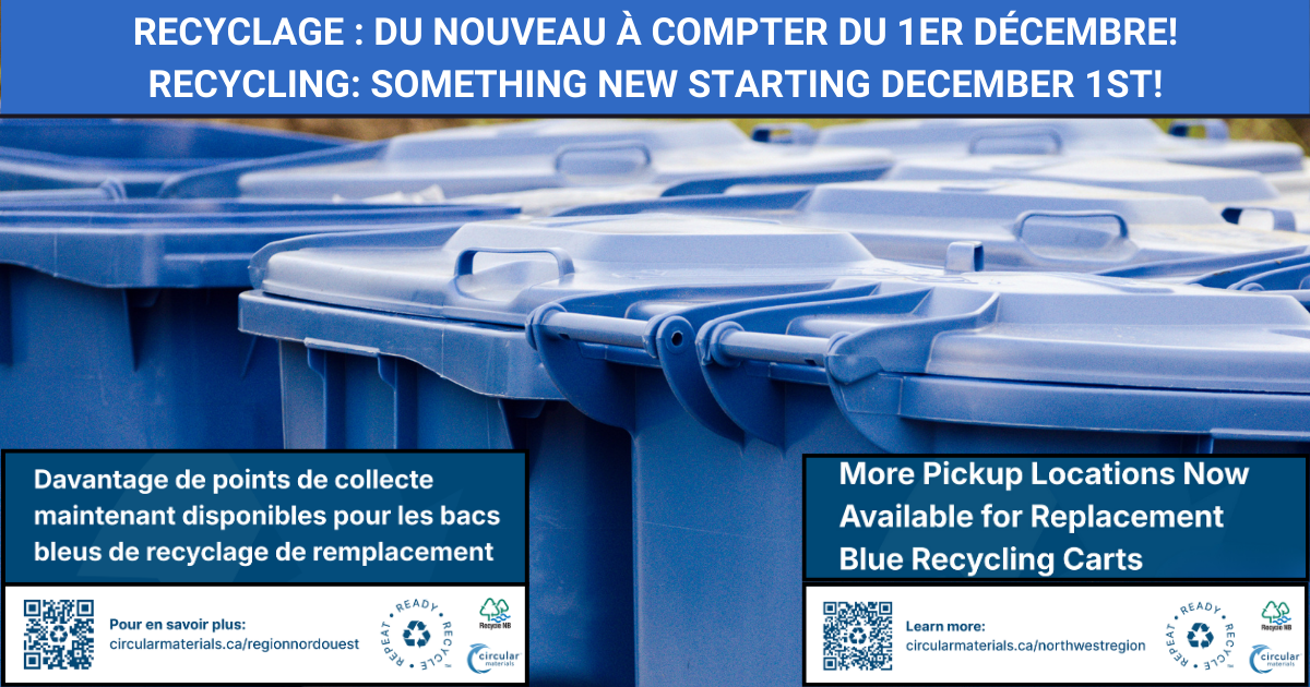 D&egrave;s le 1er d&eacute;cembre : bacs de recyclage de remplacement disponibles