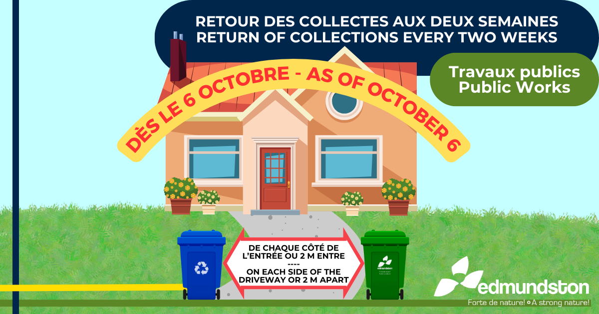 *ADDENDUM* Retour à la normale des collectes d'ordures et de recyclage