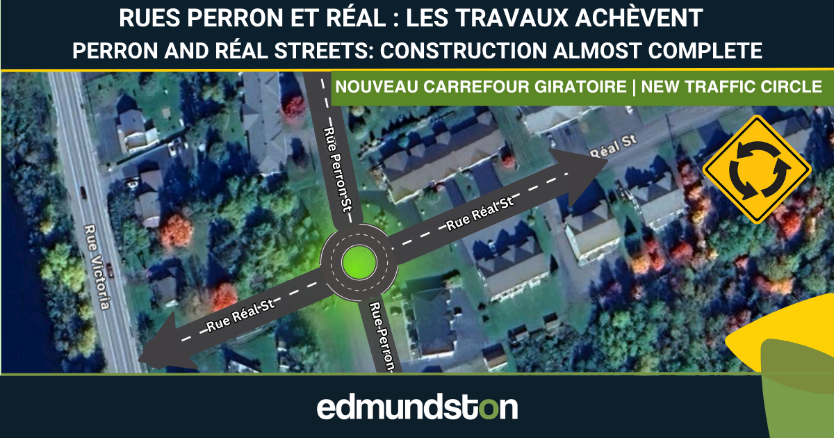 Nouvelle configuration &agrave; l&rsquo;intersection des rues R&eacute;al et Perron  qui permettra d&rsquo;apaiser la circulation